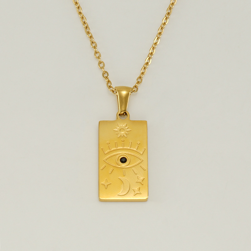 1 piece classic series retro sun/moon titanium steel  gold plated unisex pendant necklaces